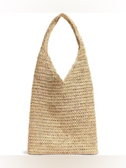 Faherty Raffia Crochet Hobo Tote Bag Slouchy Coastal Minimalist
